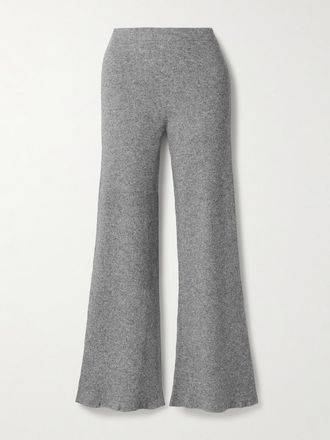 The Elder Statesman Pantaloni A Gamba Larga In Misto Cashmere E Seta A Coste Delicash - Grigio