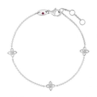 Roberto Coin Love by the Yard Diamond Flower 3 Station Bracelet in White Gold, 7