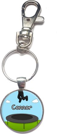 Generic Personalised Trampoline Keyring Spring Hook Customised School Bag Tag Birthday Gift R404
