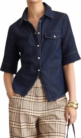 Tanya Taylor Winston Denim Top In Midnight Rinse