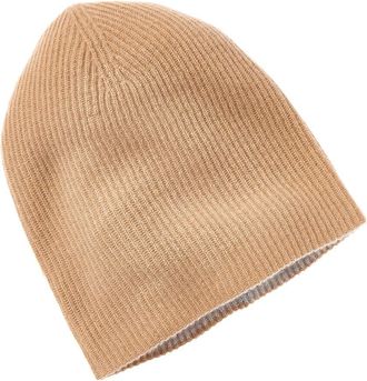 Amicale Cashmere 2 Color Reversible Rib Cashmere Hat