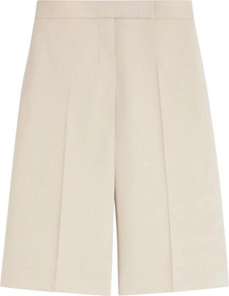 Max Mara Casual Shorts, female, Beige, Size: XS Wool, Mohair and Silk Canvas Bermuda Shorts