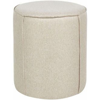 Beliani Beliani - Pouf poggiapiedi moderno rotondo in tessuto di lino beige Sedona