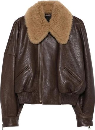 Petar Petrov Leren Bomberjack - Dames - Bomber jackets - Bruin - S - Leer - Jassen