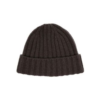 Brunello Cucinelli MenS Dark Brown Wool Knit Hat, Size M