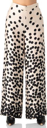 Ivonne Wide-Leg Polka Dot Palazzo Trousers in Natural at Nordstrom, Size 12
