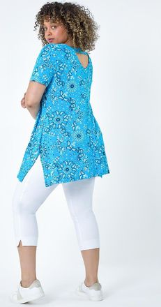Roman Paisley Back Bar Stretch Tunic Top
