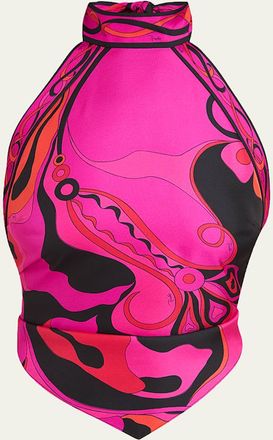 Pucci Orchidee Silk Twill Scarf Halter Top