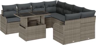 vidaXL Vidaxl - Garden Sofa Set Manual 9 pcs Beige 100 x 55 x 73 cm Poly rattan