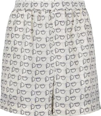 Burberry Short Shorts, female, Gray, Size: 2XS Silk Straight Fit Logo Print Shorts