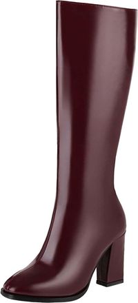 Generic Wide Calf White Boots Mid Calf Boots Knee High Boots High Heeled Long Boots Black Thigh High Boots (Red, 5.5)