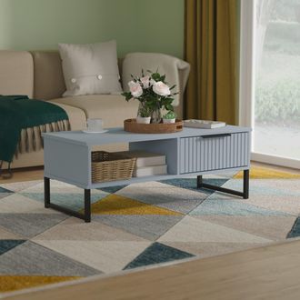 Lewis's Fluted 1 Drawer Coffee Table in Denim Blue - Ready Assembled - Lewiss Home | TJ Hughes
