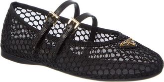 Prada Mesh & Leather Ballerina Flat