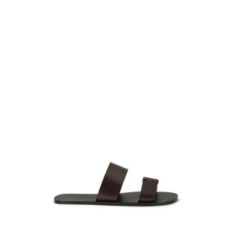 Saint Laurent Brown Calf Leather Bos Taurus Flat Mens Sandals