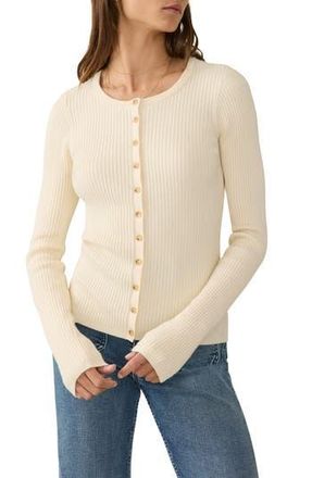 Faherty Milo Rib Organic Cotton & Cashmere Cardigan in Whipped Cream at Nordstrom Rack, Size Medium