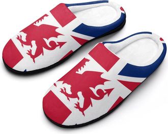 Generic Union Flag Wales Cotton Womens Slip-on Slippers Winter Warm House Shoes with Rubber Sole for Home Office Hotel