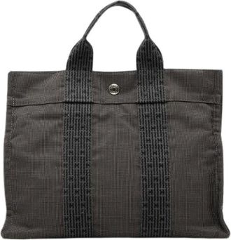 Herm&egrave;s Pre-owned Tote Bags, female, Gray, Size: ONE SIZE Pre-owned Canvas Tote