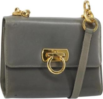 Ferragamo Pre-owned Leather Cross Body Bag - Dames - Vintage Schoudertas - Grijs - ONE Size - Leer - Vintage