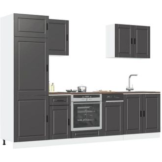 vidaXL Vidaxl - Conjunto De Armarios De Cocina porto De 7 Piezas De Madera De Ingenier&iacute;a Negra