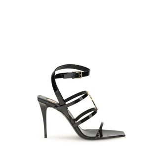Saint Laurent Black Calf Leather Bos Taurus Stiletto Heel Womens Sandals