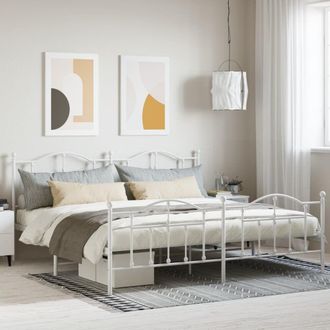 Berkfield Home Metal Bed Frame with Headboard & Footboard White 193x203 cm