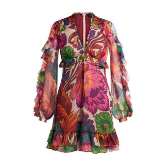 Etro Etro, Short Dresses, female, Multicolor, Size: XS Mini Dress with Maxi Floral Print