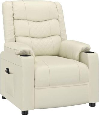 vidaXL Sill&oacute;n Reclinable El&eacute;ctrico De Cuero Sint&eacute;tico Crema Vidaxl