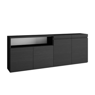 Skraut Home Aparador efecto madera negro 200x35x75cm