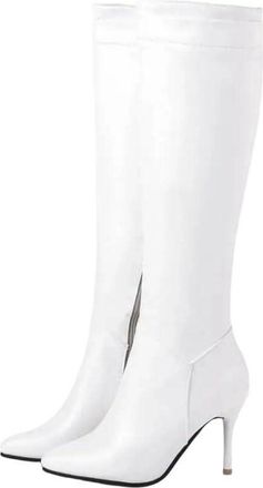 Generic Women Knee High Pu Leather Boots Pointed Toe High Heel Zipper Elegant Party Winter Long Boot