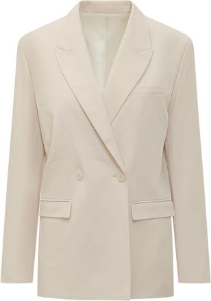 Isabel Marant Beige Solid Notched Lapel Blazer