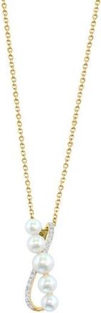 Effy Diamond & Freshwater Pearl Pendant Necklace in White at Nordstrom Rack, Size 18