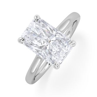 The Diamond Store Amora Radiant 3.00ct Hidden Halo Lab Diamond Engagement Ring G/vs1 Set In 18k White Gold