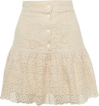 Sandro Broderie anglaise midi-rok - Beige