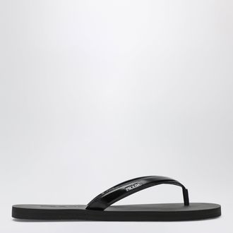 Prada Black brushed leather flip-flop sandals