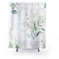 OEM Cortina De Ducha Con Estampado De Hojas De Eucalipto, 120 X 180 Cm - Impermeable, Resistente Al Moho, Lavable, Con 8 Ganchos - Crezuo