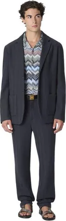 Missoni Single-breasted Blazer In Cotton And Viscose With Tone-on-tone Zigzag Pattern in Blue at Nordstrom, Size 54 It