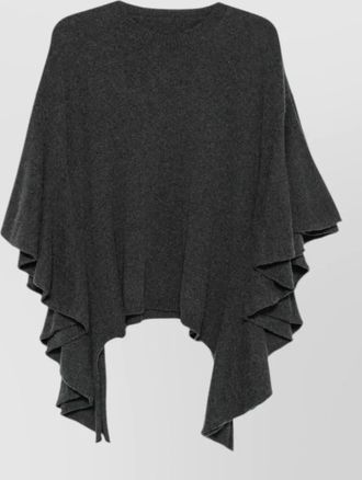 Uma Wang cashmere crew-neck short ruffle-sleeve relaxed-fit knitted top