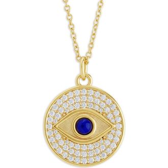 Sterling Forever Pav&eacute; Evil Eye Pendant Necklace in Gold at Nordstrom