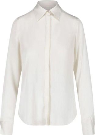 Dondup Satijnen Longsleeve Shirt - Dames - Overhemden - Wit - S - Satijn - Overhemden