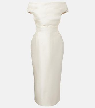 Rachel Gilbert Bronte off-shoulder wool and silk cocktail dress