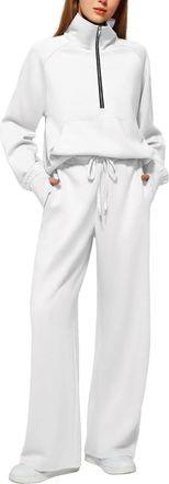 Generic Tracksuit Womens Full Set Lounge Wear Sets 2 Pieces Ladies Tracksuits Comfort Long Sleeve Activewear Zip Coat Tops Trousers Sets Fashion Casual Autumn