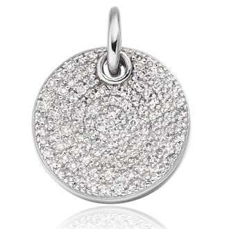 Monica Vinader Ava Diamond Disc Pendant, Sterling Silver