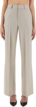 Victoria Beckham Virgin Wool Blend Trousers - Beige