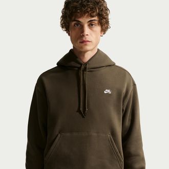 Nike Mens Nike SB Fleece Pullover Skate Hoodie in Brown | FV7351-212
