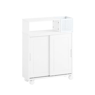 SoBuy Carrito estrecho de baño con 1 compartimento y 2 puertas blanco