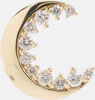 Sydney Evan Crescent Moon 14kt gold single earring with diamonds
