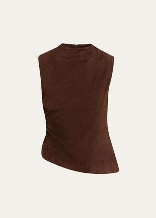 Aexae Mock-Neck Sleeveless Suede Top