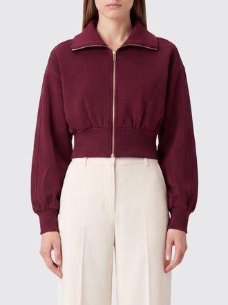 Twinset Cropped Viscose Jersey Zip-Up Sweatshirt with Dropped Shoulders