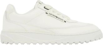 Emporio Armani Lage leren vetersneakers met een rubberen profielzool - Heren - Sneakers - Wit - 42 EU - Leer - Schoenen