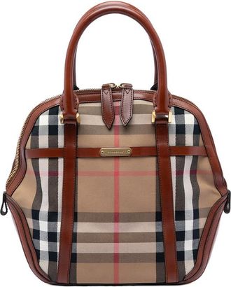 Burberry Pre-owned Burberry Medium House Check Canvas Bridle Orchard Handbag Ladies IJ81R7J5498X5DDC
